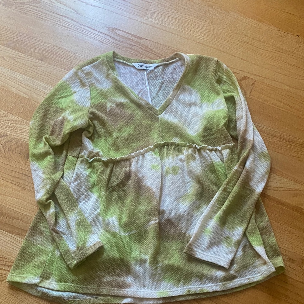 Tie-Dye Soft Waffle knot Long Sleeve Top